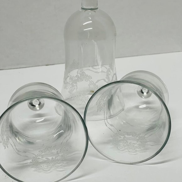 Home Interior Homco Votive Cups Heart & Ribbons Etched Votive Cups 5" Set of 3 - Picture 2 of 4